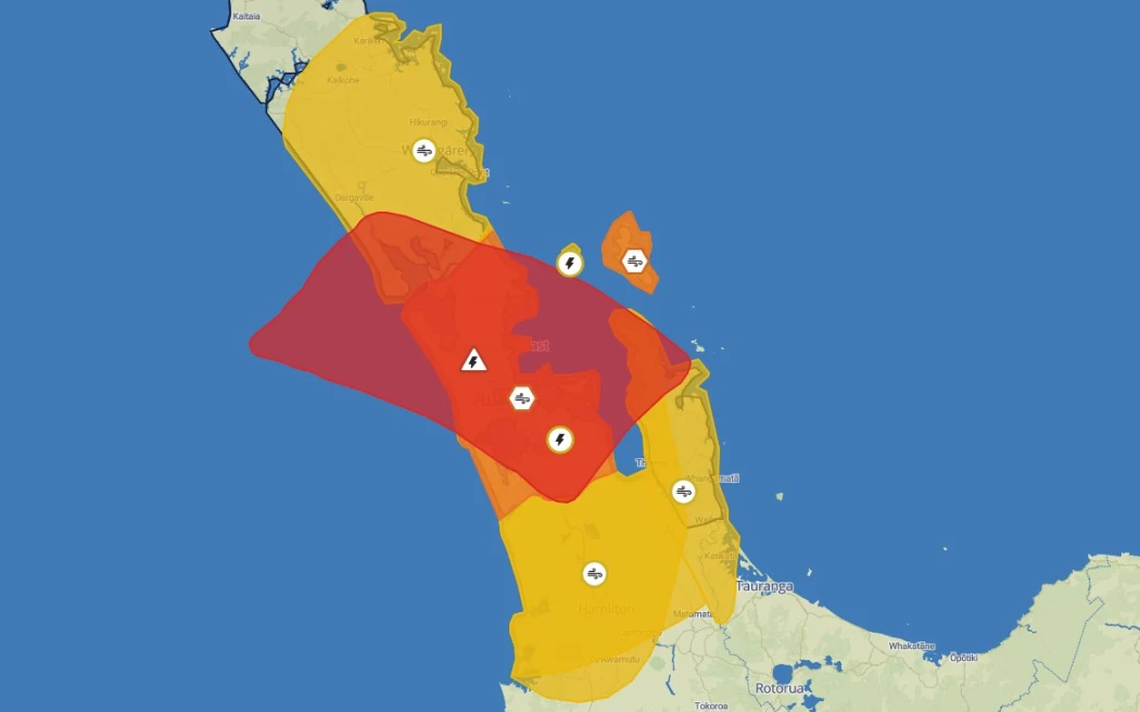 New Zealand Met Service, Thunderstorm warning, Auckland, Norht Region,