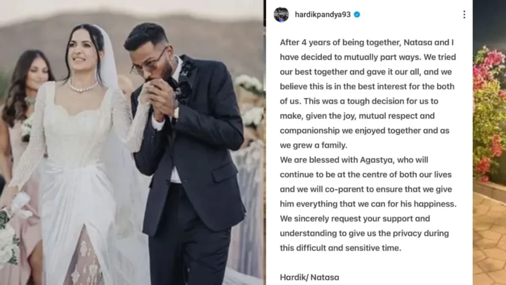 Hardik Pandya, Natasa, Divorced, Social Media post, Indian cricketer, 