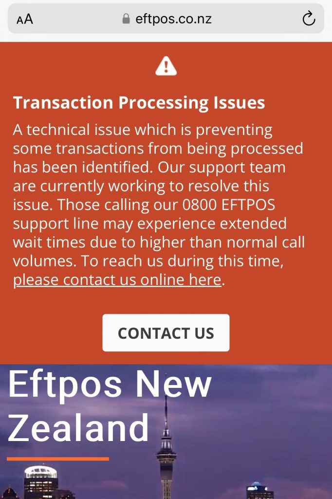 Eftpos New Zealand, Outage, Online transaction, New Zealand News, 